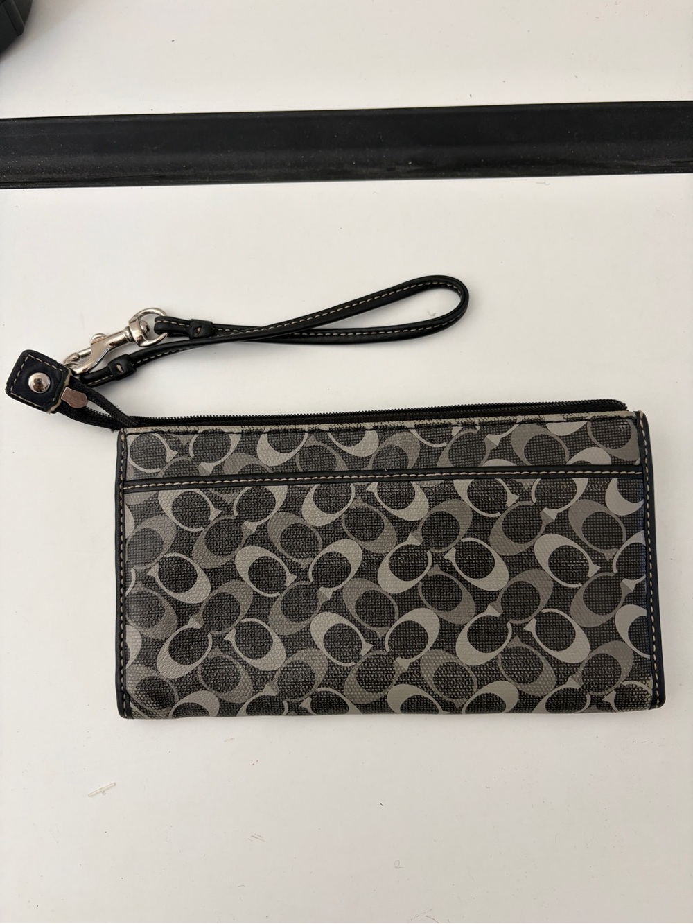 Coach Gray and Black Signature Wristlet